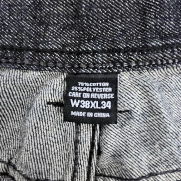 Imperious Delf Trading Jeans 38x33 Black Vintage Flap Pocket Embroidered Rock - Picture 11 of 16